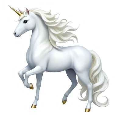 cinematic-beautiful-white-unicorn-full body-emoji,-poised-and-regal,-with-a-slender,-ethereal-form-draped-in-a-pristine-white-color,-a-flowing-mane-and-tail,-and-a-glistening,-spiraled-horn-that-radiates-pure-light,-simplified-yet-sharp-and-majestic, zoomed out to show a majestic unicorn sticker
