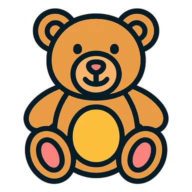 teddy bear icon with color outline sticker