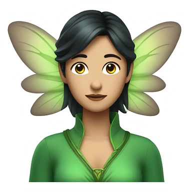 fairy with dark hair and green dress and green wing sticker