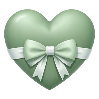 sage green heart with a bow on it  sticker