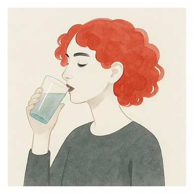goth girl with red cherry curly hair drinking water sticker