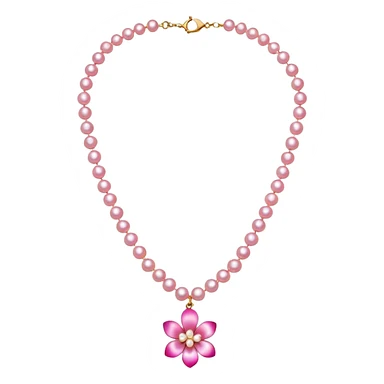 bright pink pearl necklace with mini flower in middle sticker
