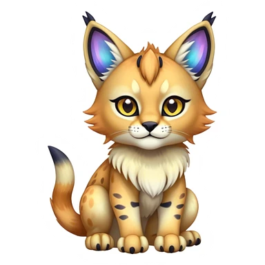 An iridescent transparent luminescent colorful chibi cute cool fantasy-lynx-caracal-serval-fakemon-creature-hybrid sticker