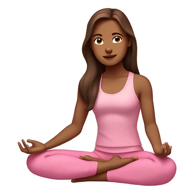 girl with brown long hair and brown eyes wearing pink yoga clothes meditating  sticker