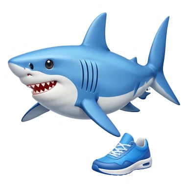 Tiburon con tenis azules  sticker