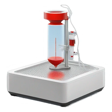 Benchtop bioreactor with red media sticker