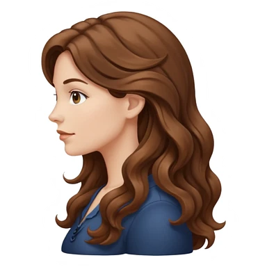 A white woman in profile with long, wavy brown hair sticker