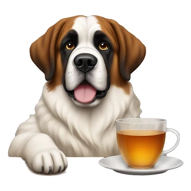 Saint Bernard drinking tea sticker