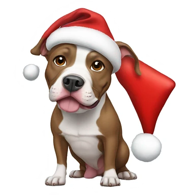 Pitbull wearing a Santa hat sticker