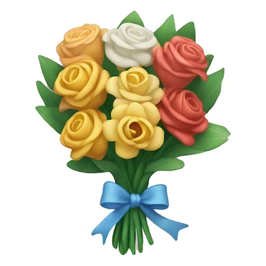 bouquet of flowers tied with a bow sticker