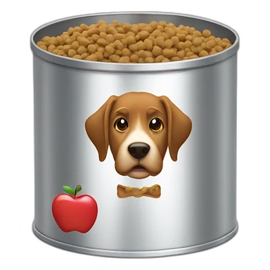 open tin of dogfood with the Apple logo sticker