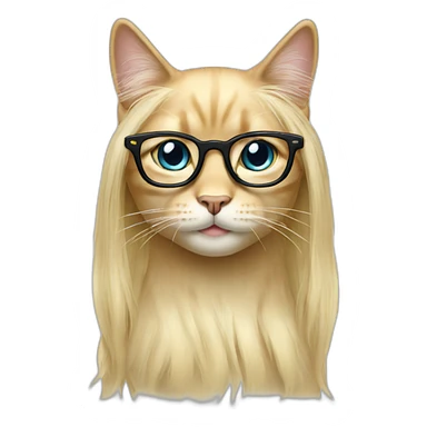 Long Blonde hair cat with glasses sticker
