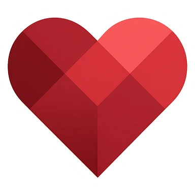 ruby heart vector illustration, icon-color-filled style, no outlines, several large light and dark facets, rich red color, minimalist for easy manual replication sticker
