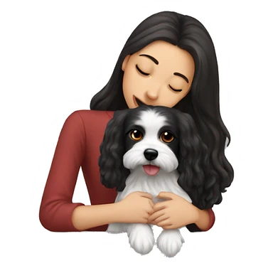 Dark-red-haired girl kiss her Maltese-Black-dog sticker