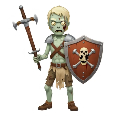 zombie with sword and shield sticker