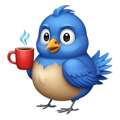 Blue bird holding a coffee mug sticker