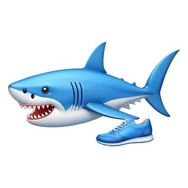 Tiburón con unas zapatillas azules puestas sticker