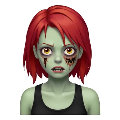 zombie girl with red hair and black tank top  sticker