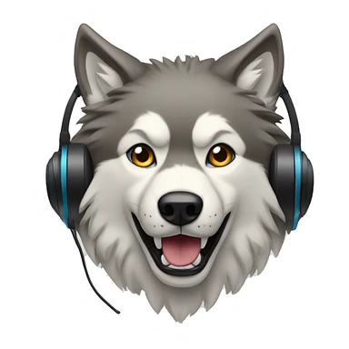 lobo siberiano con audifonos sticker