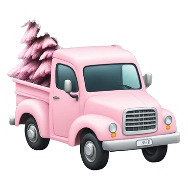 Pastel Pink truck with Christmas tree sticker