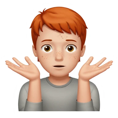 A boy shrugging with 6 over one hand and 7 over the other sticker