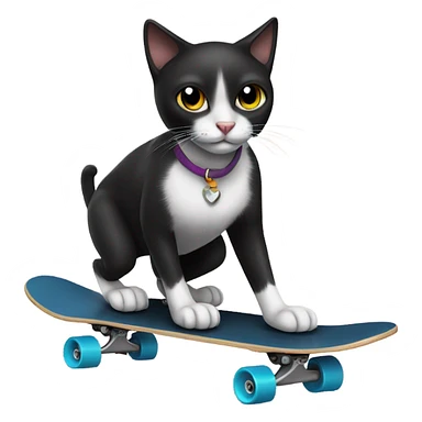 Black cat skating by a beach sticker