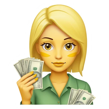yellow skin woman holding money bills sticker