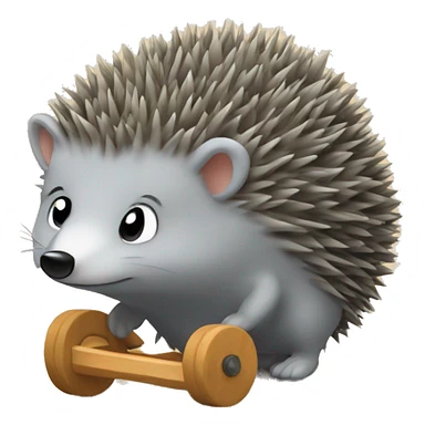 grey hedgehog on Wood wheels for baby sticker