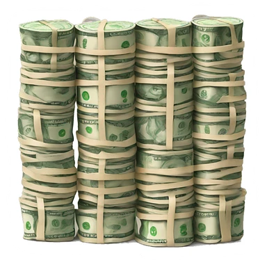 stacks of money in rubber bands  sticker