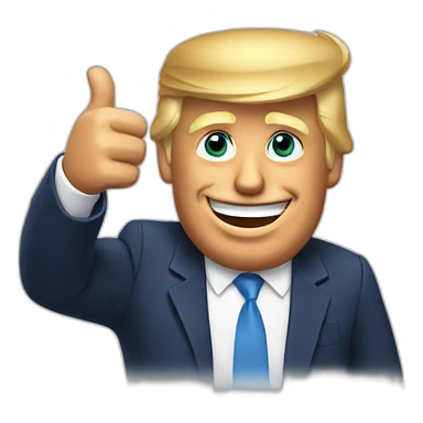 Donald Trump showing thumbs up sticker