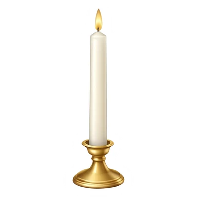 White taper candle with gold holder sticker