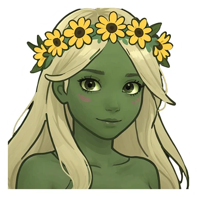 Girl with long hair and blonde highlights and dark brown eyes sticker