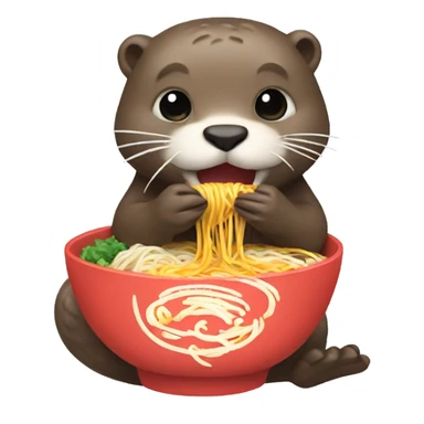 Otter eating Ramen sticker
