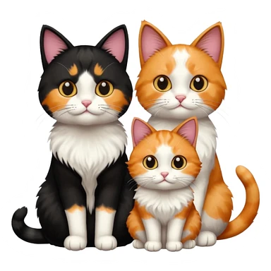 Three cats, one black and two calico sticker