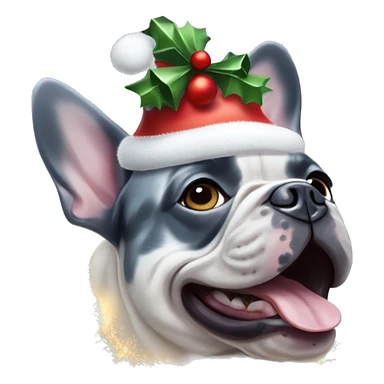 Blue merle french bulldog with Christmas lights sticker