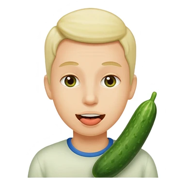 Face with cucumber in mouth sticker