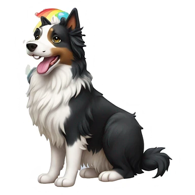 Border collie unicorn with rainbow  sticker