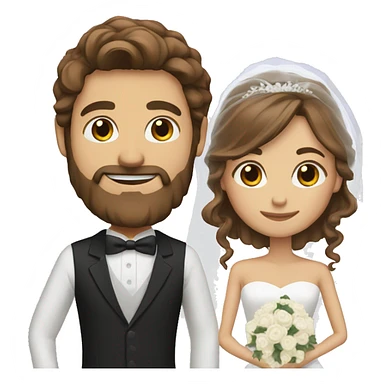 Groom with brown hair and beard and bride with long brown hair  sticker