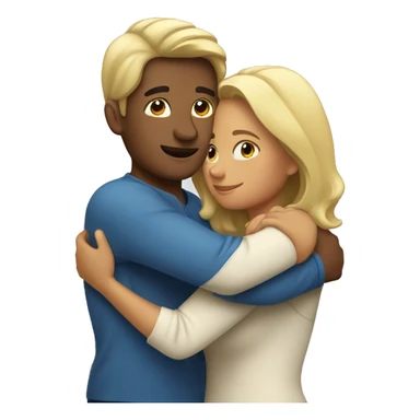 Blond man and hispanic woman hug each other sticker