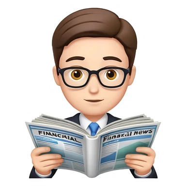 Business person reading financial news sticker