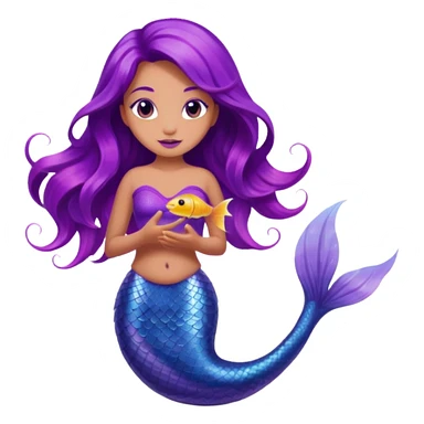 Purple tail mermaid with fish pet sticker