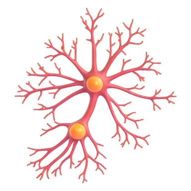 anatomical illustration of a neuron with neuroprotective elements, detailed, clear anatomy sticker