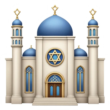 reform jewish synagogue similar in architecture to historical churches (pretty and magnificent), white in color, in ios emoji style sticker