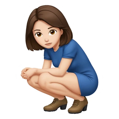 crouching emoji woman brunette sticker