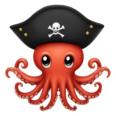 red octopus with pirate hat sticker