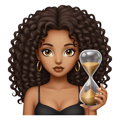 Black girl+with hour glass body+smoky eye +beautiful long curly hair sticker