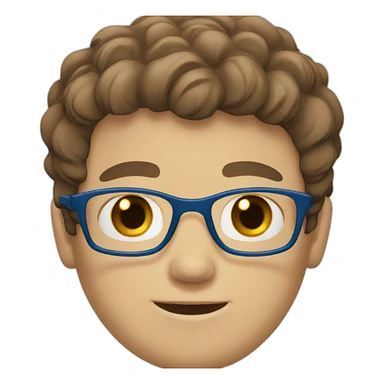 White boy brown hair blue eyes glasses sticker