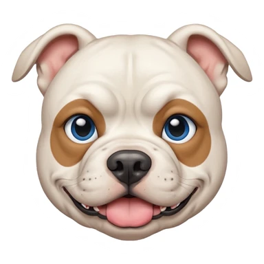 White American bully dog with blue left eye sticker