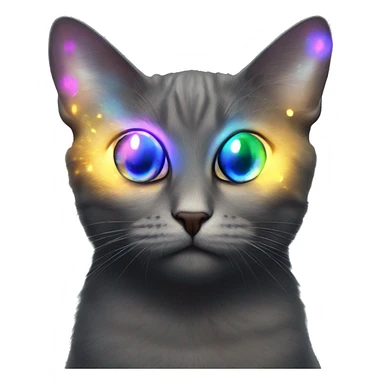 Dark iridescent butterfly glowing on top of cats head  sticker
