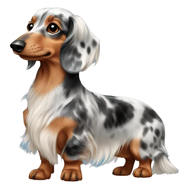 tri Merle long haired Dachshund full body sticker